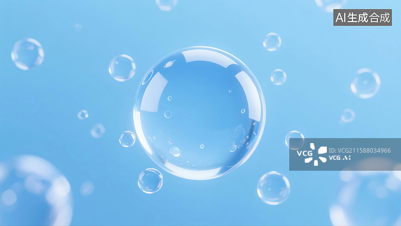 【AI数字艺术】圆球状科技感背景图蓝白色调背景透明3D渲染分子结构图片素材