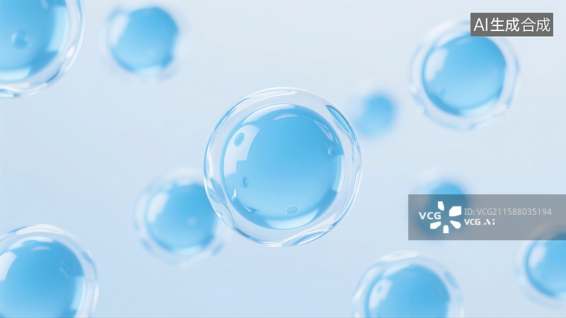 【AI数字艺术】圆球状科技感背景图蓝白色调背景透明3D渲染分子结构模型图片素材