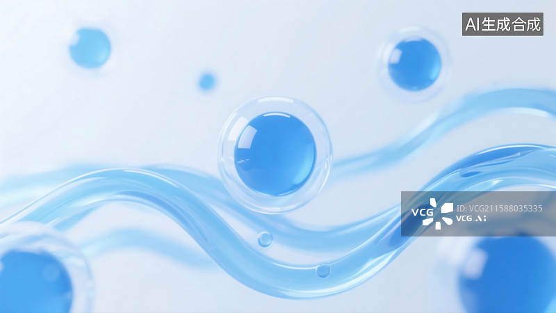 【AI数字艺术】圆球状科技感背景图蓝白色调背景透明3D渲染分子结构模型图片素材