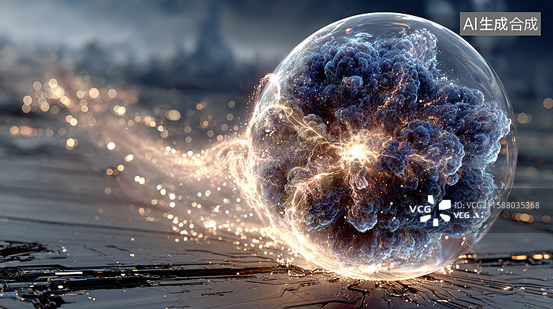 【AI数字艺术】医疗,科技,细胞,生物学,分子，科技水晶球图片素材