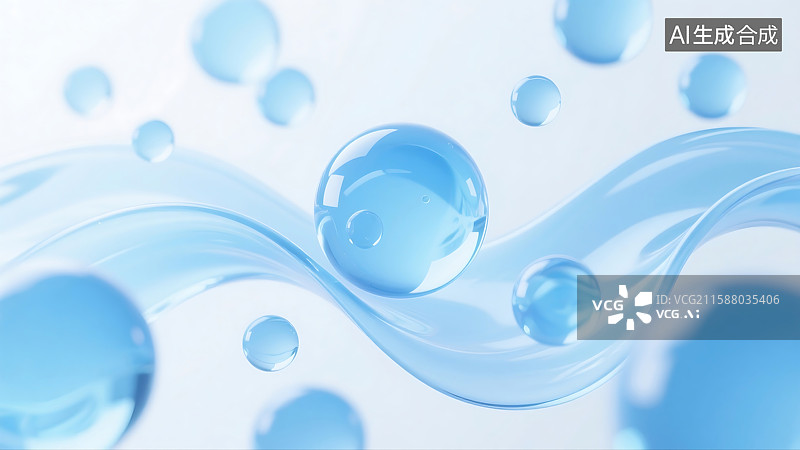 【AI数字艺术】圆球状科技感背景图蓝白色调背景透明3D渲染分子结构模型图片素材