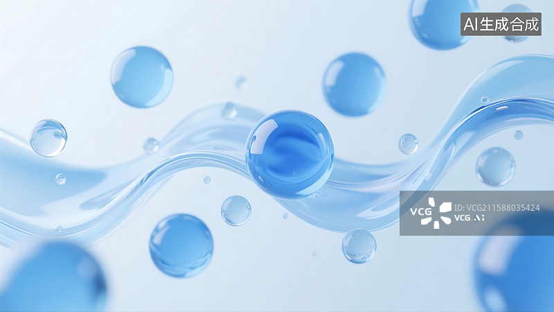 【AI数字艺术】圆球状科技感背景图蓝白色调背景透明3D渲染分子结构模型图片素材