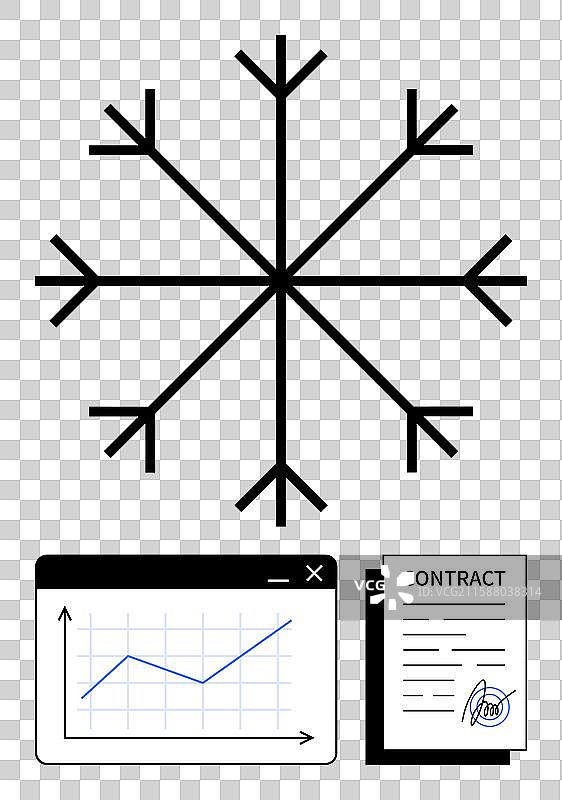 带有商业分析图表的雪花图片素材