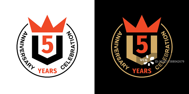 创意徽章 五周年庆典图片素材