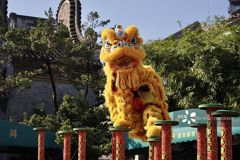 广东省佛山市佛山祖庙舞狮表演图片素材