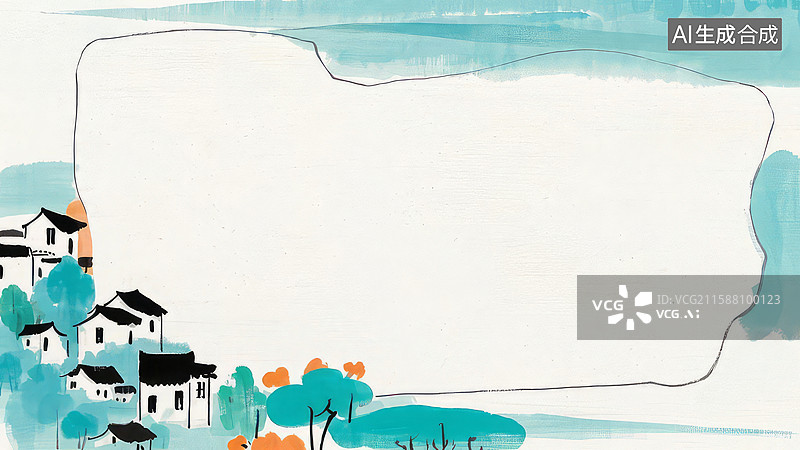 【AI数字艺术】乡村风景与空白框架图片素材