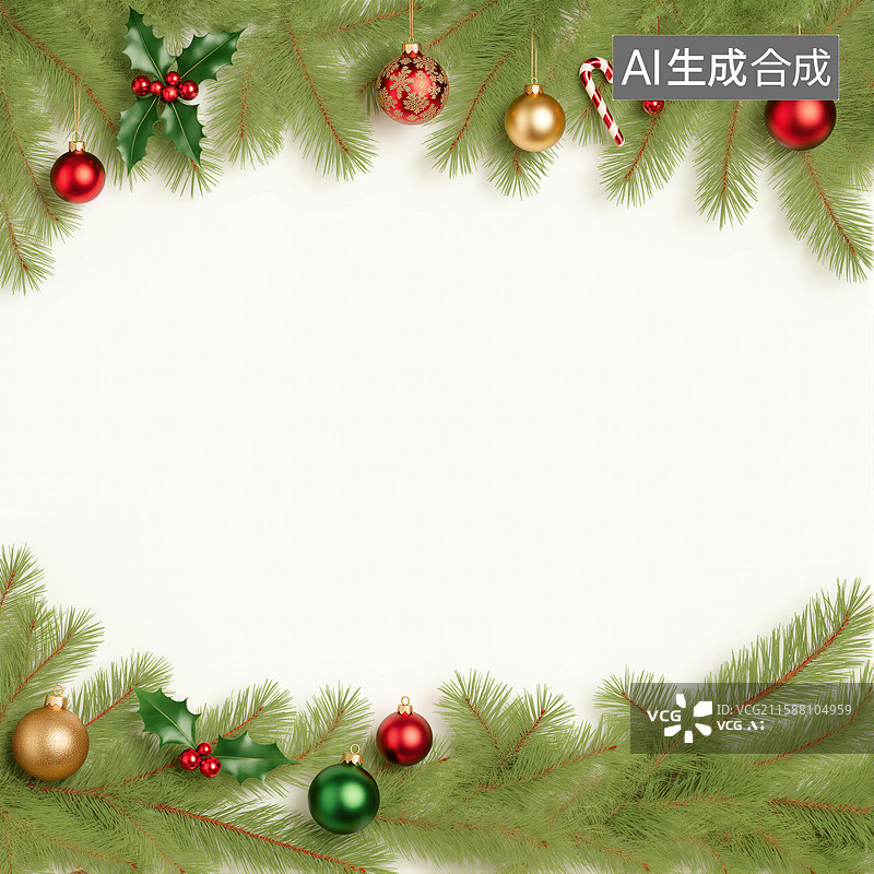 【AI数字艺术】圣诞装饰边框设计图片素材