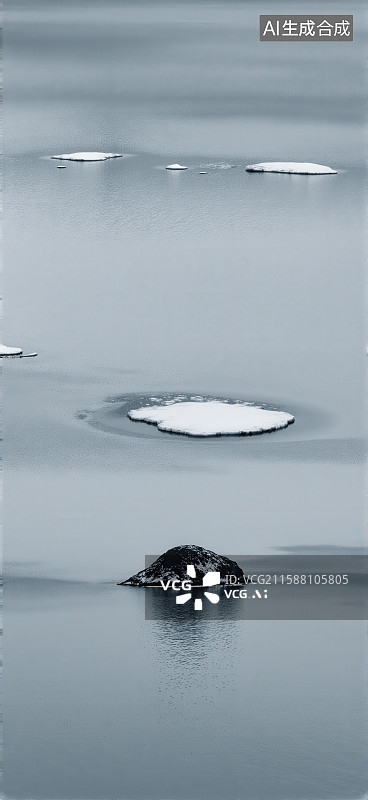【AI数字艺术】冰面浮冰与岩石图片素材