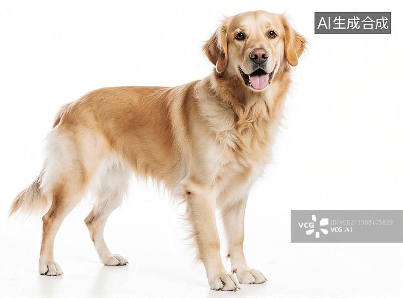【AI数字艺术】金毛犬站立姿态图片素材