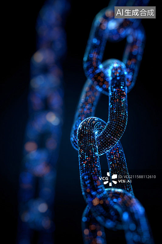 【AI数字艺术】科技互联的数字链条图片素材