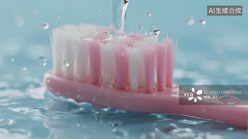 【AI数字艺术】粉色牙刷在水中溅起水花图片素材