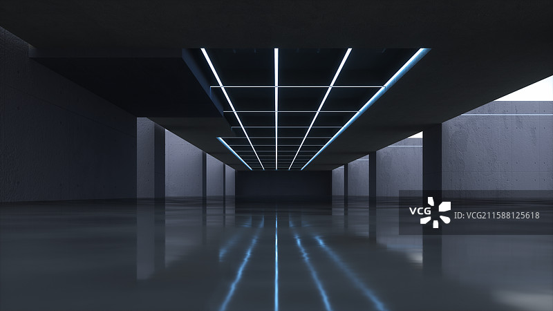 3D未来科技感的空间走廊图片素材