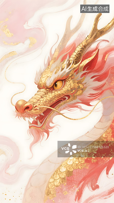 【AI数字艺术】金色神龙图片素材