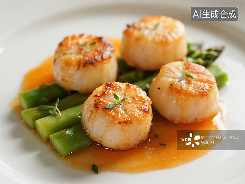 【AI数字艺术】金黄扇贝，舌尖上的艺术盛宴图片素材