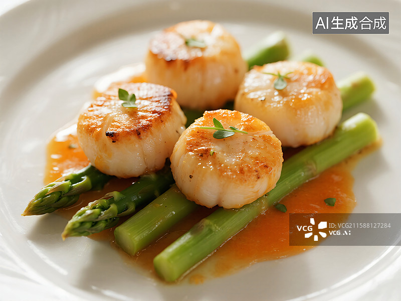 【AI数字艺术】金黄扇贝，舌尖上的艺术盛宴图片素材