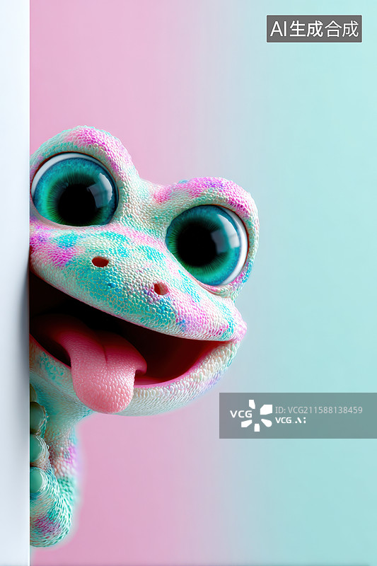 【AI数字艺术】可爱卡通蜥蜴探头图片素材