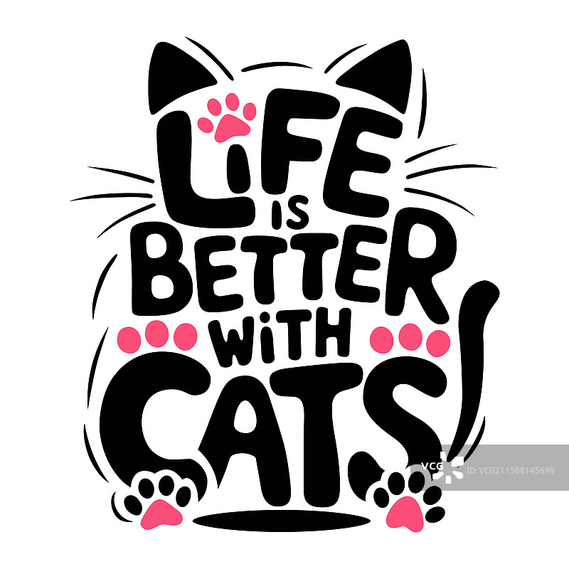 有猫的生活更美好 手绘字体图片素材
