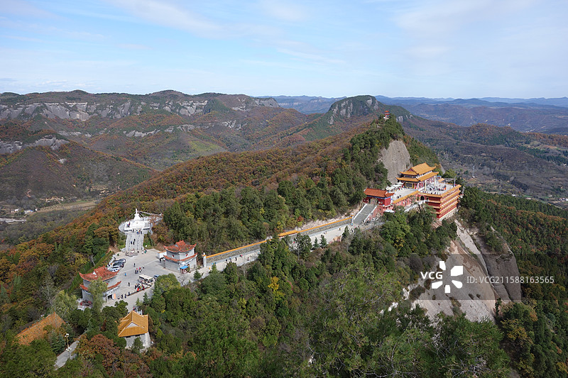 陕西省铜川市耀州区庙湾镇大香山寺：苍龙岭同善寺远眺图片素材