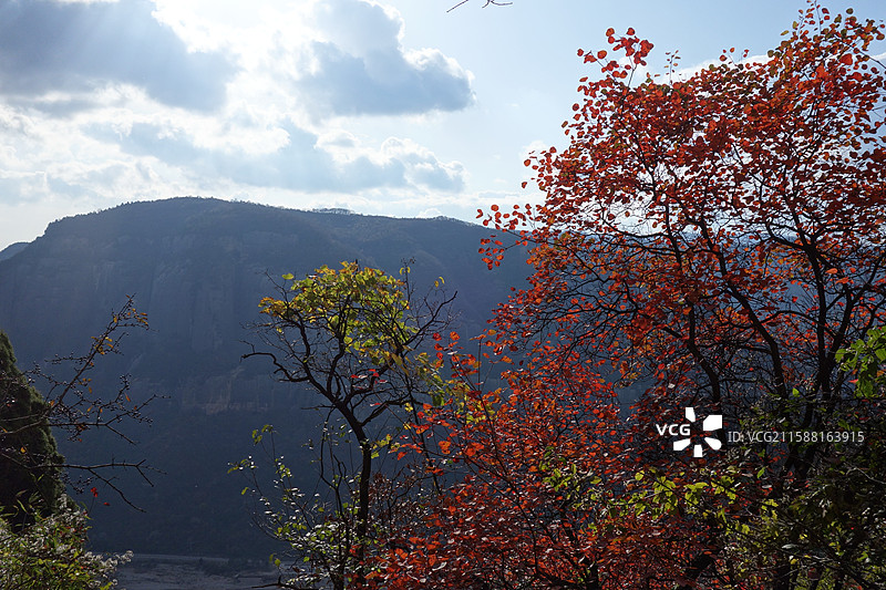 陕西省铜川市耀州区照金镇薛家寨革命旧址秋景：红军路图片素材