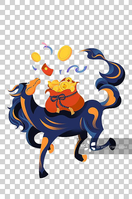 马上有钱马年元素插画图片素材