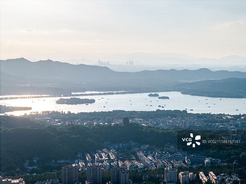 杭州市西湖风景区航拍图片素材
