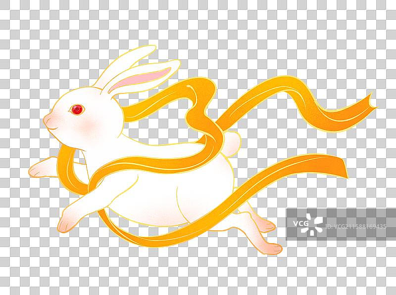 兔子月兔玉兔兔年中秋节动物手绘卡通插画元素图片素材
