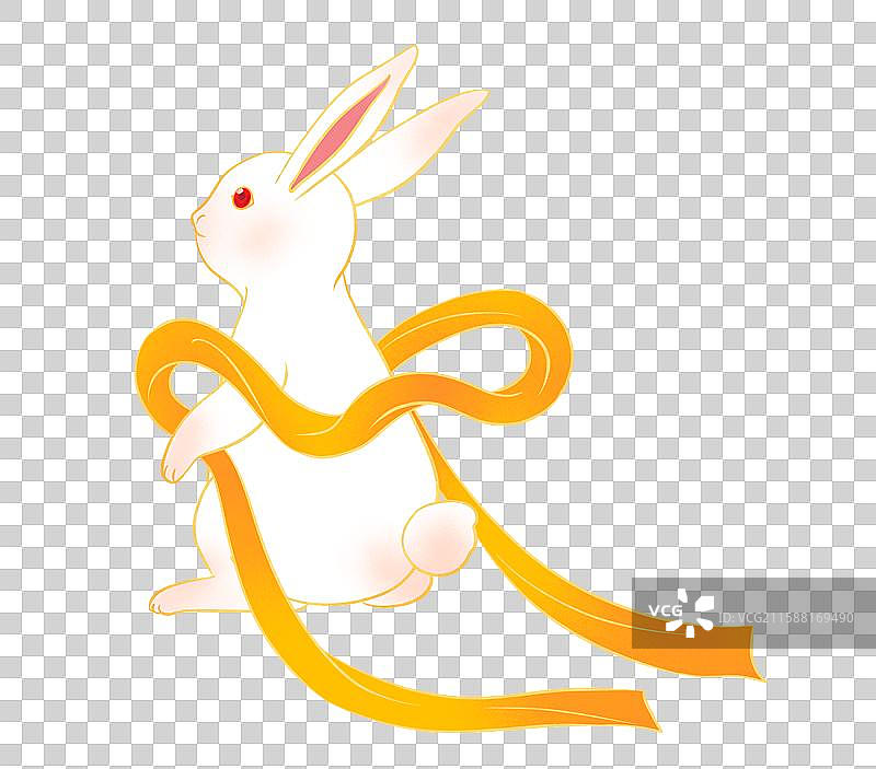 兔子月兔玉兔兔年中秋节动物手绘卡通插画元素图片素材