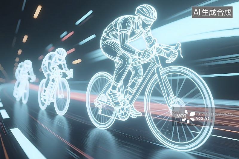 【AI数字艺术】全息自行车竞速比赛图片素材
