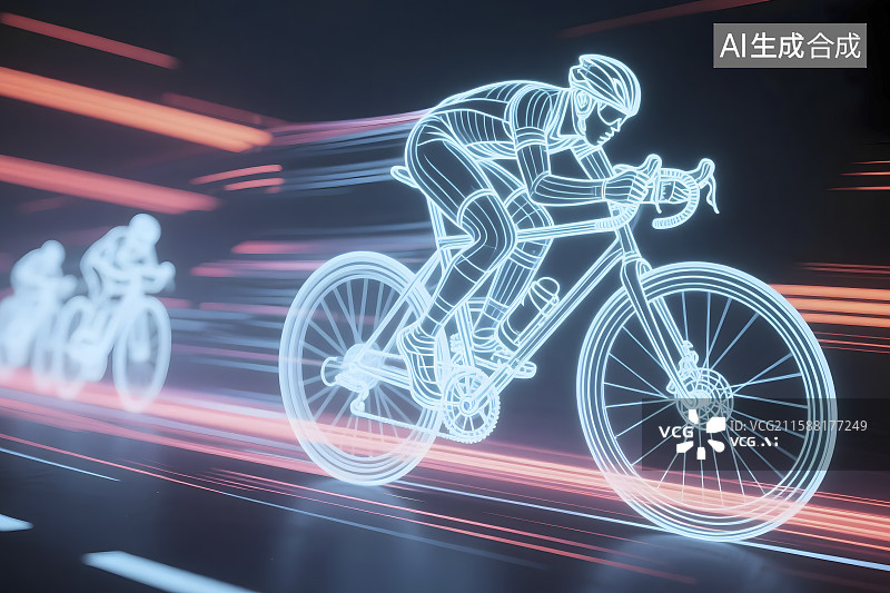 【AI数字艺术】全息自行车竞速比赛图片素材
