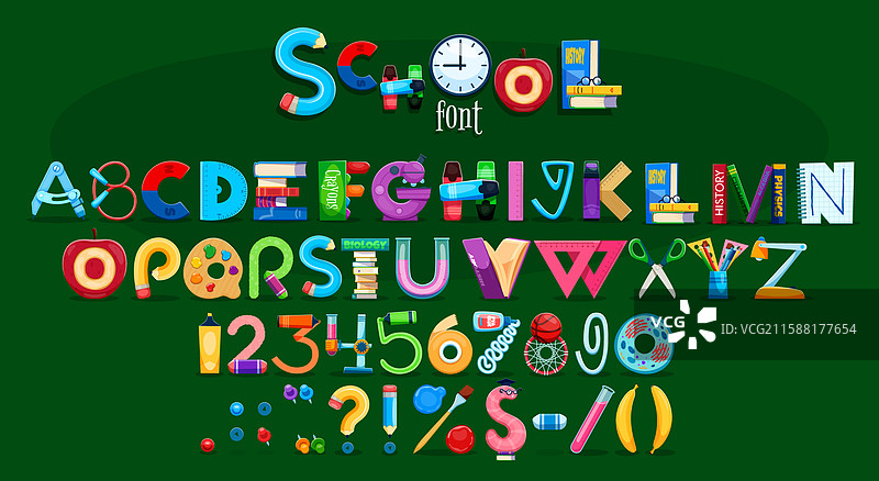 学校字体教育字形儿童字母图片素材