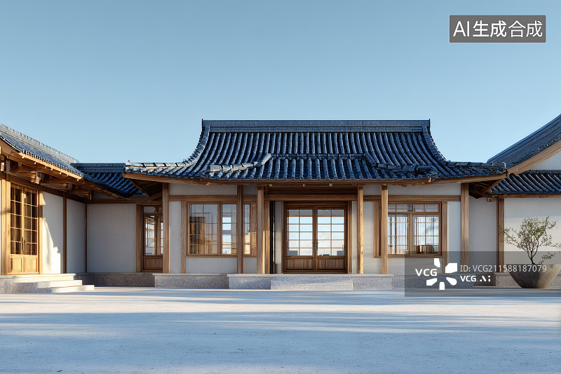 【AI数字艺术】中式四合院建筑，正房建筑图片素材