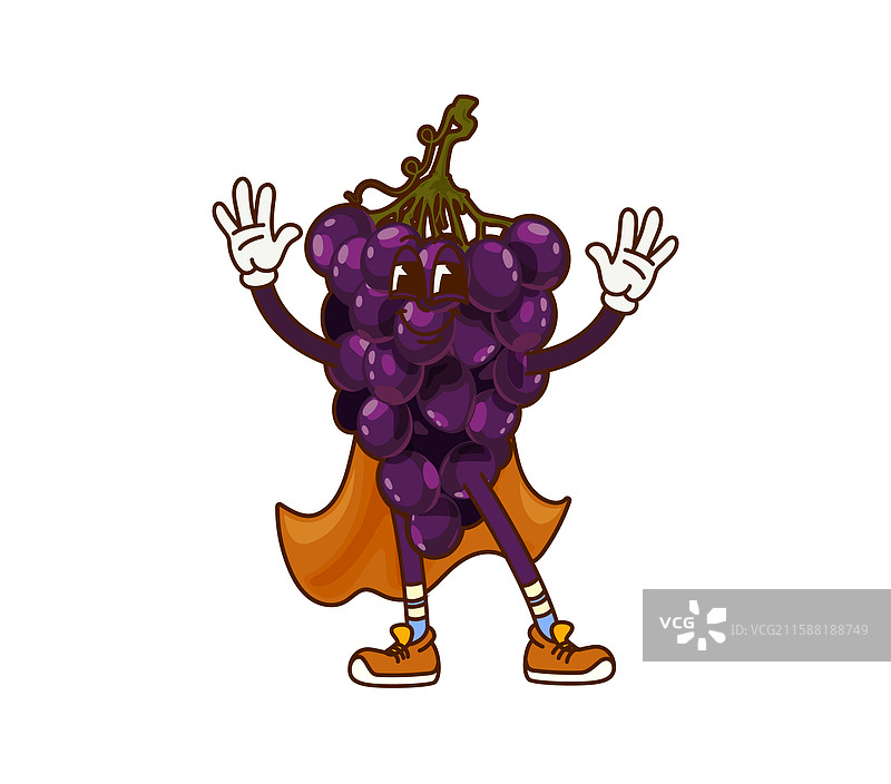 卡通风格的酷炫万圣节巫师与葡萄水果图片素材