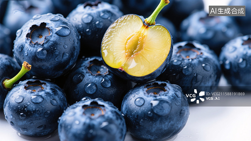【AI数字艺术】晶莹剔透的蓝莓诱惑图片素材