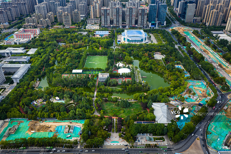 西安城市运动公园航拍图片素材
