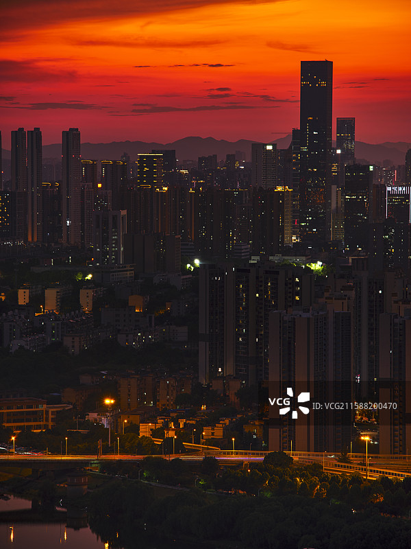 长沙马栏山高楼日落图片素材