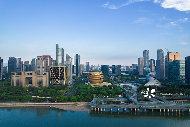 杭州城市阳台杭州洲际酒店杭州大剧院航拍图片素材