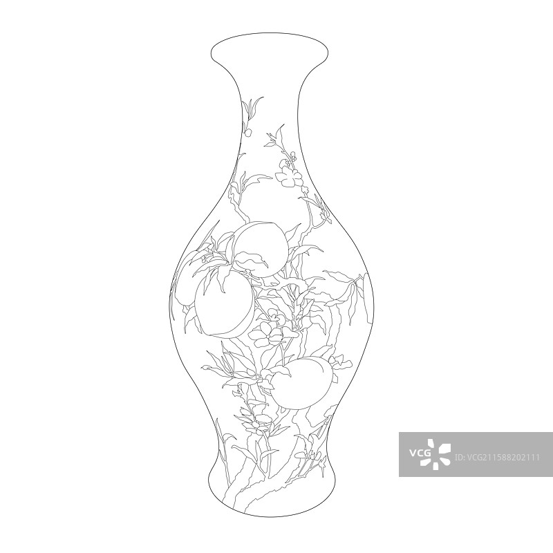 清雍正景德镇窑粉彩蝠桃纹瓶图片素材