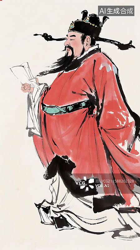 【AI数字艺术】水墨画中国古代官员图片素材