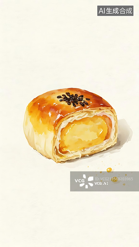 【AI数字艺术】精美手绘蛋黄酥图片素材