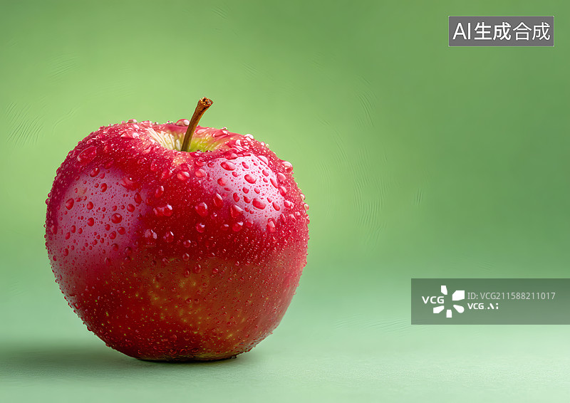 【AI数字艺术】绿色背景上一颗红苹果图片素材