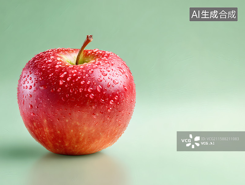 【AI数字艺术】绿色背景上一颗红苹果图片素材