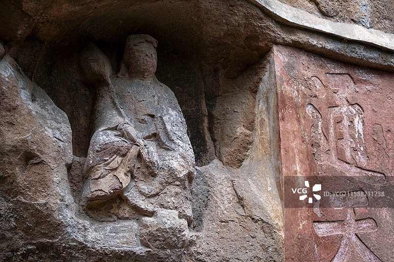 江西省赣州市通天岩风景名胜区 通天岩石窟 石窟佛像图片素材