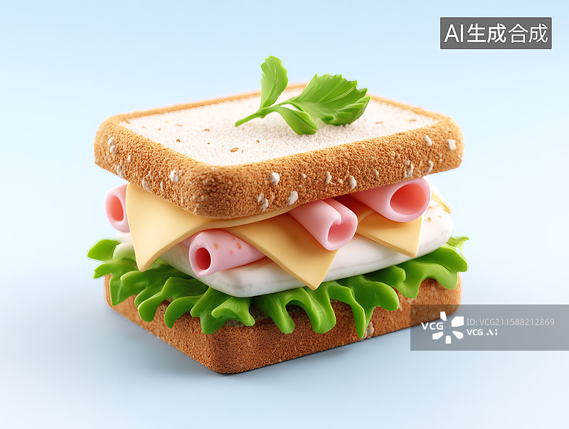 【AI数字艺术】一个卡通三明治图片素材