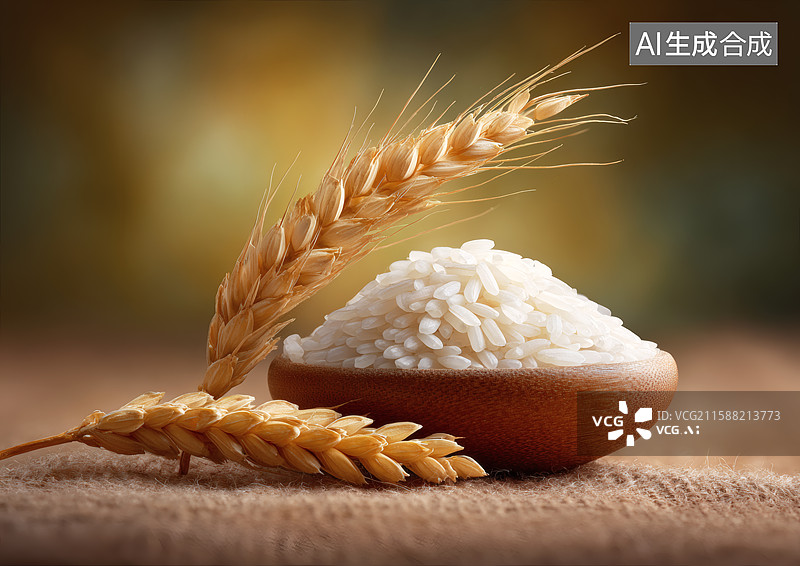 【AI数字艺术】稻穗和大米图片素材