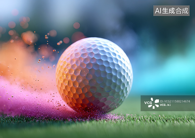 【AI数字艺术】一颗彩色高尔夫球图片素材