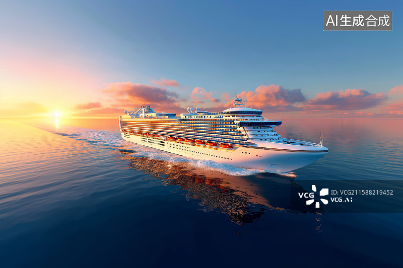 【AI数字艺术】海上的游轮图片素材