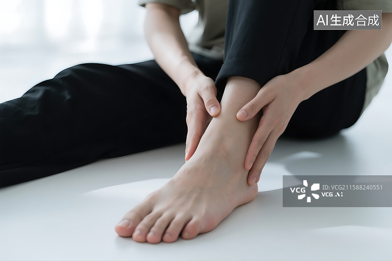 【AI数字艺术】踝关节疼痛 脚踝疼痛 运动损伤 运动康复 医学科普 关节药 医疗卫生图片素材