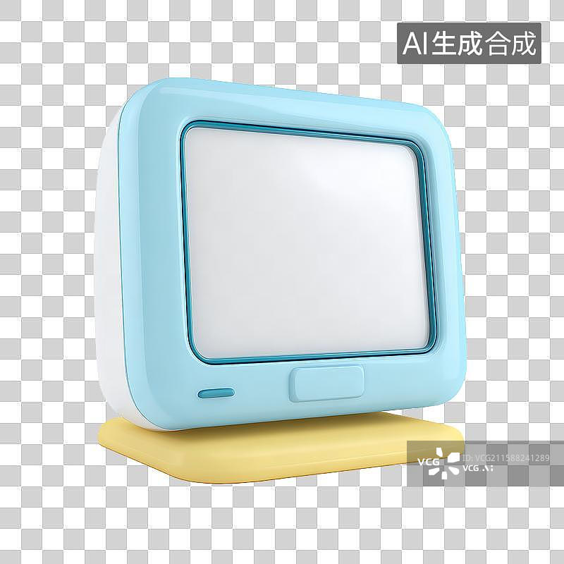 【AI数字艺术】蓝色边框的复古显示器模型图片素材