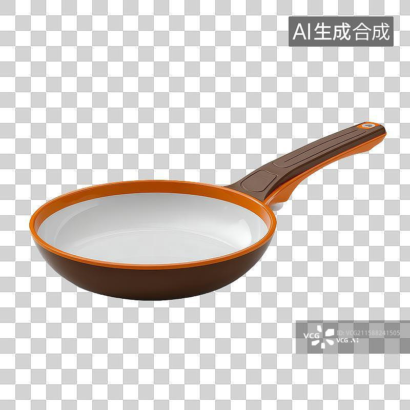 【AI数字艺术】橙棕相间的手柄平底锅图片素材