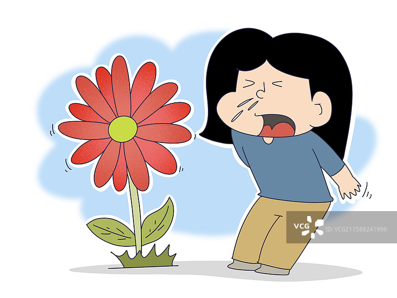 花粉过敏的卡通女性人物图片素材